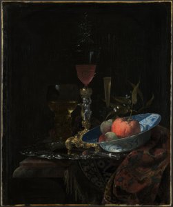 Borospohár és egy tál gyümölcs alkotó: Willem Kalf