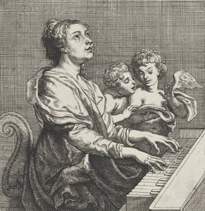 Szent Cecília orgonazik két puttival a jobb oldalon, kb. 1631.