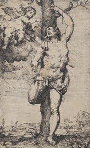 Szent Sebestyén vértanúsága, a bal felső sarokban angyalok koronázták meg, kb. 1620-32... alkotó: Willem Panneels
