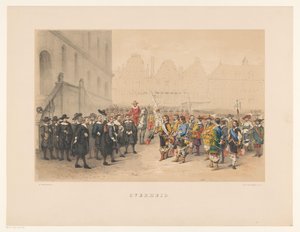 Az utrechti maszkabál harmadik csoportja 1856-ban Kormány (cím a tárgyon) Hazánk a 17. század közepe táján, javasolta H.H. diákok, a Mutua Fides tagjai, az Utrechtsche Hoogeschool 220. évfordulója alkalmából, június 25-én