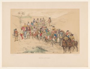 Az utrechti maskarás negyedik csoportja 1856-ban Kolóniák (cím az objektumon) Hazánk a 17. század közepe táján, javasolta H.H. diákok, a Mutua Fides tagjai, az Utrechtsche Hoogeschool 220. évfordulója alkalmából, jún. 25.
