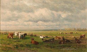 Réti táj szarvasmarhával Weidelandschap met vee alkotó: Willem Roelofs (I)