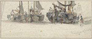 Halászhajók Scheveningen strandján alkotó: Willem Roelofs (I)