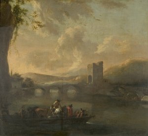 A folyón átkelő komphajó, 1640 körül (olaj, vászon, tábla)
