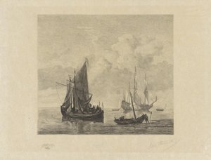 Vitorlás hajók nyugodt tengereken alkotó: Willem Steelink (II) (signed by artist)
