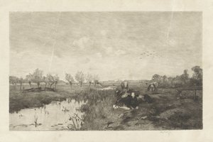 Polder táj tehénekkel alkotó: Willem Steelink (II)
