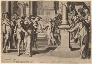 Suzannah Daniel előtt alkotó: Willem Swanenburgh, after Joachim Anthonisz Wtewael