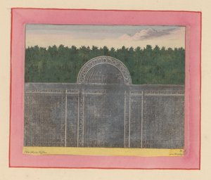 Laubengang mit halbrunder Nische für eine Hecke in den Gärten von Versailles