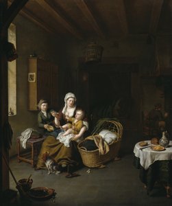 Egy anya eteti a gyermekét alkotó: Willem Van Mieris