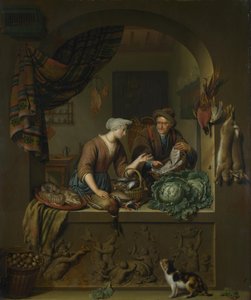 Egy nő és egy halász a konyhában, 1713