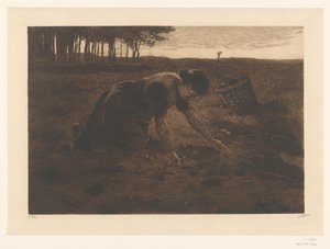 Térdelő burgonyakombájn alkotó: Willem Witsen (signed by artist)