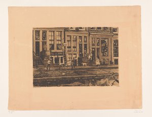 Kilátás az Oude Waalra Amszterdamban Oude Waal a Veltkamp nővérek mosóberendezésével (eredeti cím) alkotó: Willem Witsen (signed by artist)