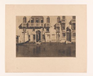 Kilátás a velencei Grand Canal mentén homlokzatokra és oszlopokra Hat oszlopos házak, Velence (eredeti cím) alkotó: Willem Witsen (signed by artist)