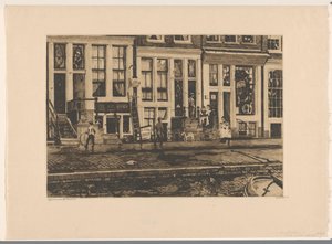 Kilátás a házakra az Oude Waal-on Amszterdamban Amsterdam Oude Waal (cím a tárgyon) alkotó: Willem Witsen (signed by artist)