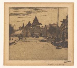 Nieuwmarkt Amszterdamban Új piac (cím az objektumon) alkotó: Willem Witsen (signed by artist)