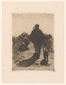 Pásztor kutyával a csordája mögött alkotó: Willem Witsen (signed by artist)