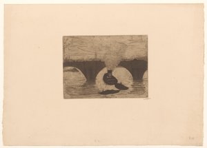 Vontatóhajó a londoni Waterloo híd előtt alkotó: Willem Witsen (signed by artist)