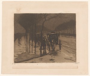 Várakozó kocsik a londoni Victoria rakparton alkotó: Willem Witsen (signed by artist)