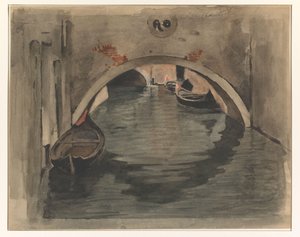 Kilátás egy íves híd alatt Velencében alkotó: Willem Arnoldus Witsen