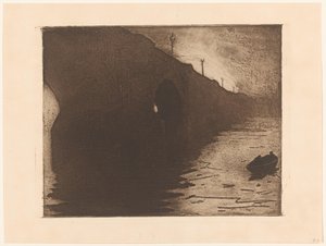 Kilátás a Waterloo-hídra a ködben Londonban alkotó: Willem Arnoldus Witsen