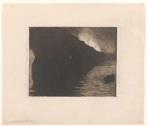 Kilátás a Waterloo-hídra a ködben Londonban alkotó: Willem Arnoldus Witsen
