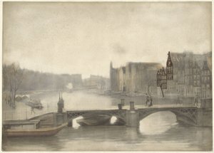 Kilátás a Binnen-Amstelre a ködben alkotó: Willem Arnoldus Witsen