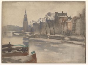 Kilátás az Oude Schansra a Montelbaanstoren alkotó: Willem Arnoldus Witsen