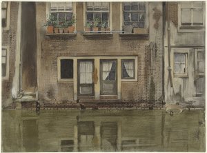 Haus an einer Gracht Amszterdamban (Házak egy csatornán Amszterdamban) alkotó: Willem Arnoldus Witsen