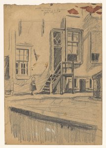 Lány falépcsőn, rakpart falánál alkotó: Willem Arnoldus Witsen