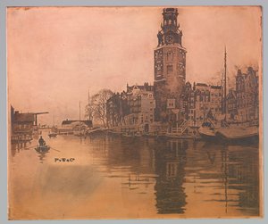 Régi Schans Montelbaanstorennel és evezős csónakkal alkotó: Willem Arnoldus Witsen