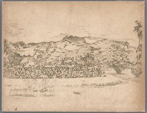Kilátás a De Kloet vulkánra, Gambarban alkotó: Willem Arnoldus Witsen