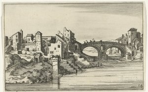 Híd a folyón Római romok és tengerparti tájak (1. sorozat) (sorozat címe) alkotó: Willem van Nieulandt (II)