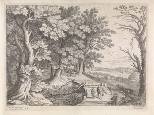 Táj Ábrahámmal és Izsákkal Olasz tájak (sorozat címe) alkotó: Willem van Nieulandt (II)