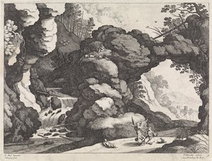 Táj Hágárral és Izmaellel Olasz tájak (sorozat címe) alkotó: Willem van Nieulandt (II)