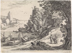 Táj Hágár és Izmael kiűzésével Olasz tájak (sorozat címe) alkotó: Willem van Nieulandt (II)