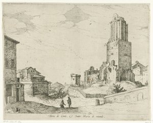Torre delle Milizie és a Pantheon Torre di Conti e Santo Maria di retonde (cím a tárgyon) Róma kilátásai (sorozat címe)