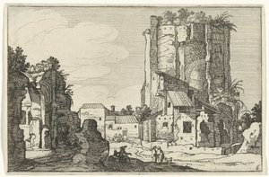 Két rom Római romok és tengerparti tájak (1. sorozat) (sorozat címe) alkotó: Willem van Nieulandt (II)