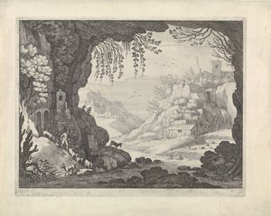 Tájkép a barlangból alkotó: Willem van Nieulandt (II)