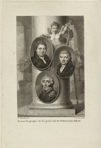 Emlékmű Joan Melchior Kemper, Cornelis Anthony Fannius Scholten, Gijsbert Carel Rutger Reinier van Brienen van Ramerus portréival. NL-HlmNHA 1477 53011449 53011449 53011449 alkotó: Willem van Senus