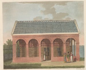 Péter cár ház Zaandamban, 1824 Peter den Grooten cár háza den Jare-ben 1697, Zaandamban / La Chaumière Habitée-ben lakott Pierre le Grand à Zaandan cár en 1697 (cím a tárgyon)