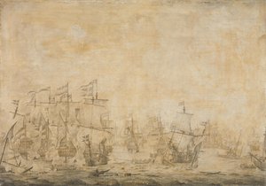 Csata a holland és a svéd flotta között a Soundon, 1658. november 8 alkotó: Willem van de Velde (I) (attributed to)
