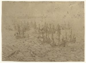 Tengerészeti csata a partoknál alkotó: Willem van de Velde (I) (possibly)