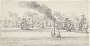 A katwijki csata (bal oldal), 1653 alkotó: Willem van de Velde (I)