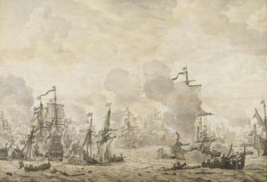 Epizód a holland és a svéd flották közötti csatából a Soundban, 1658. november 8. alkotó: Willem van de Velde (I)