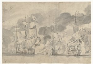 Lowestofti csata 1665. június 13-án alkotó: Willem van de Velde (I)