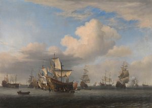 Elfogott angol hajókat a négynapos csata után Az elfogott „Swiftsure”, „Seven Oaks”, „Loyal George” és „Convertine” hajókat a négynapos csata után, 1666. június 11-14.: a második angol-holland háború epizódja behozzák a Goereese Gatba.