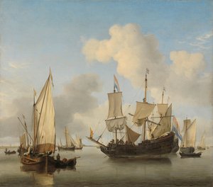 Hajók horgonyban a parton alkotó: Willem van de Velde (II)