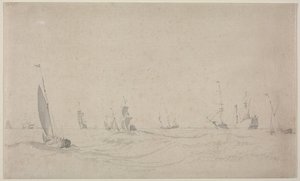 Szállítás viharos tengeren, 1665. alkotó: Willem van de Velde