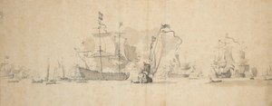 Ein Kriegsrat in der niederländischen Flotte, Mai 1665?, ca. 1665 von Willem van de Velde the Younger