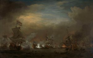 Éjszakai tengeri csata Cornelis Tromp a Gouden Leeuw-n és Sir Edward Spragge a királyi herceg között alkotó: Willem van de Velde the Younger